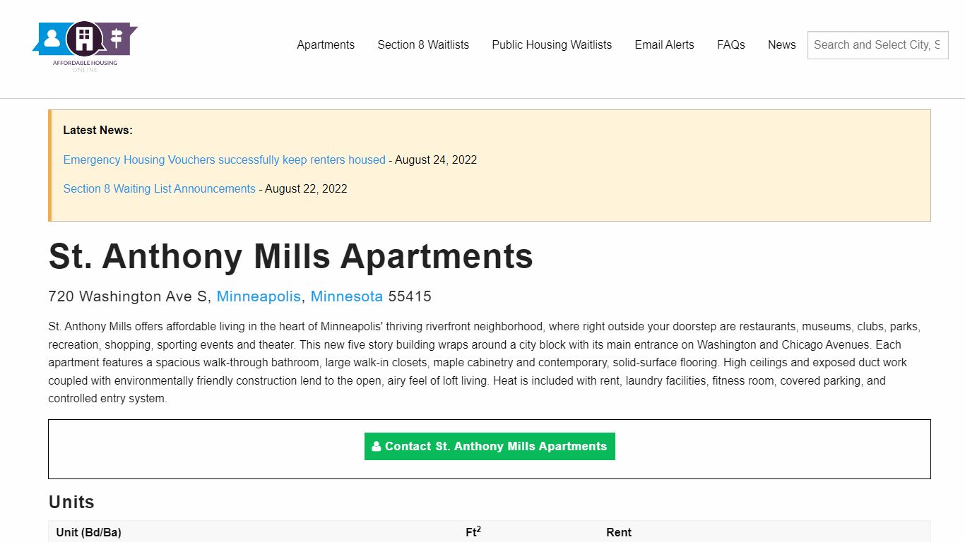 St. Anthony Mills Apartments in Minneapolis, Minnesota